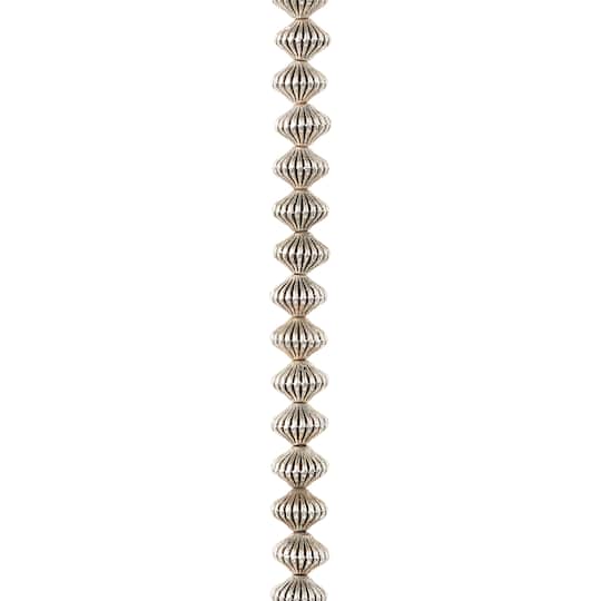 Silver Metallic Carved Bicone Beads, 8mm by Bead Landing™
